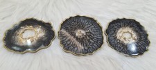 Image of Resin Coasters Set of 3, Handmade, Black, gold and Silver, Gifts, Gold Flakes