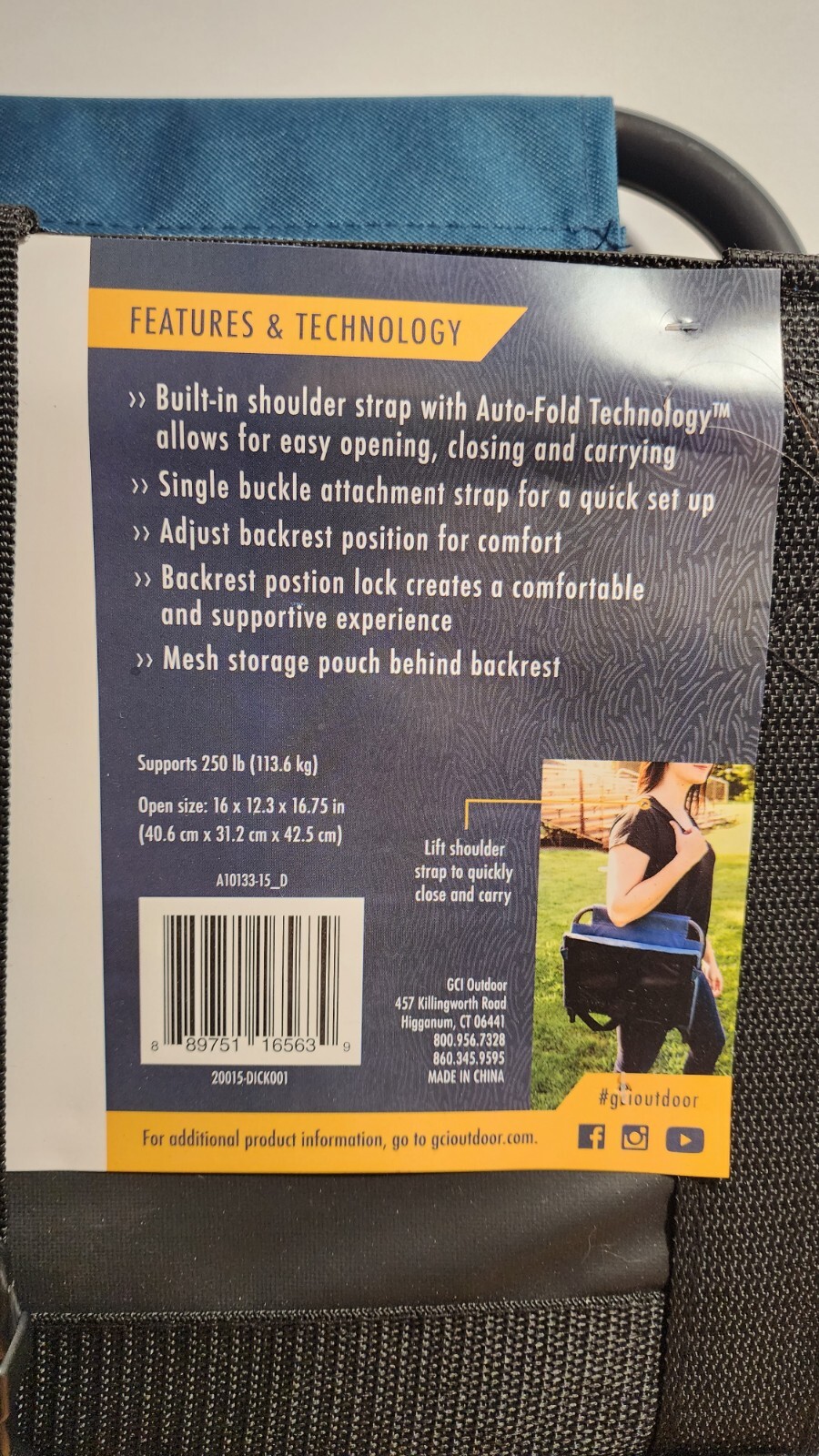 GCI Outdoor Foldable Stadium Chair Bleacher Back Seat Blue NEW Falak