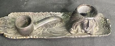 Antique nouvea lady oriental Pipe Cigar Ashtray Match Holder  Tobacciana Tray