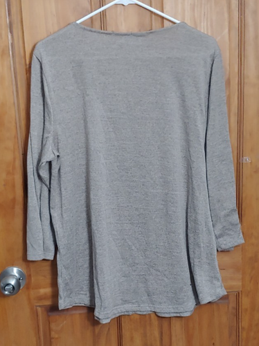 One World Live and Let Live Womens Top XL Heather Gray 3/4 Sleeves Stretch - Picture 2 of 5