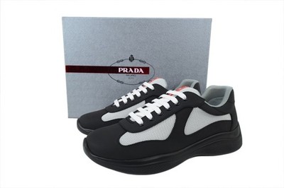  Prada Black Grey Low Top Platform Mesh Fashion Casual Sneakers For Men