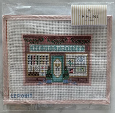 Le Point Christmas Village Handpainted ''Needlepoint Shop'' Canvas 13 Mesh