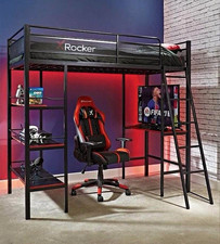 X Rocker Fortress Gaming Metal Bunk Bed Frame Black Single with Ladder