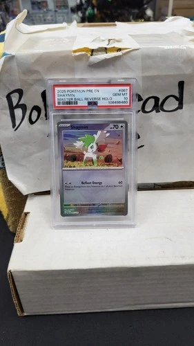 2025 SHAYMIN MASTER BALL REVERSE HOLO PRISMATIC EVOLUTIONS POKEMON PSA 10 #087