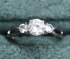 Sterling Silver 3-Stone CZ Ring Sz 7.25