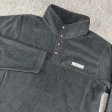 Columbia Pullover Sweater Mens Large Black Fleece 1/4 Snap Button Outdoors