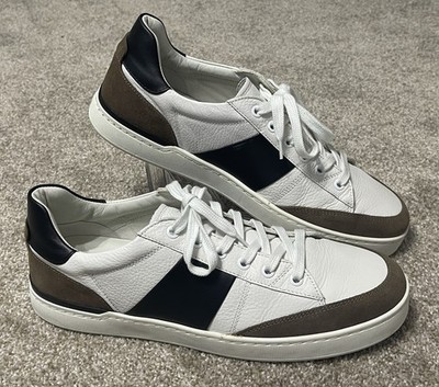 Massimo Dutti Men's Leather Lace Up Sneakers White Casual Shoes EU 45/US 11.5-12