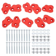 Rock Climbing Holds 10 Pcs Rock Wall with Double Holes for Playground Red-D