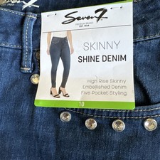 Seven7 Ladies Skinny Embellished Jean Size 10 Shine Denim Everest NEW