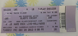 Gladys Knight - An Evening With - Ticket 12/28/12 at Hard Rock Live Hollywood FL