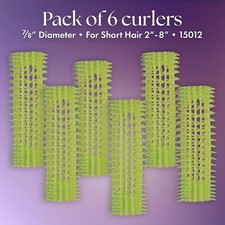 Olivia Garden Green Self Gripping Curlers 7/8" 6 Pcs Hair Rollers for Setting
