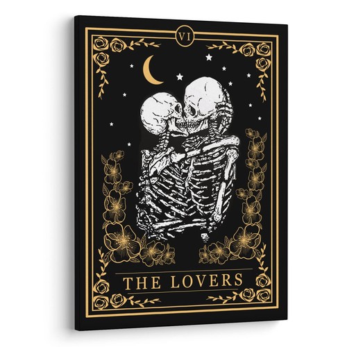 Tarot küssendes Skelett die Liebenden Halloween Wandbilder Leinwandbilder, Liebe Geschenk...