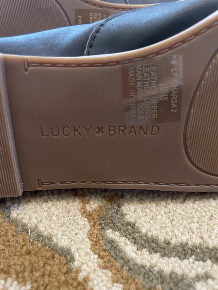 Zapatos mocasines de cuero negro Lucky Brand Edrica para mujer talla US 9 Foto 3 de 4