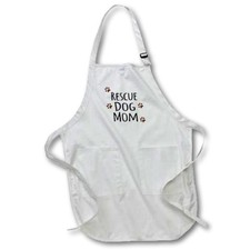 3dRose Rescue Dog Mom Muddy Brown Paw Prints Medium Apron 22x24-Inch with Pouch