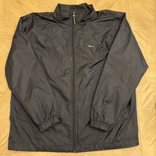 Vintage Y2K Nike Grey Tag Mens XL Black Windbreaker Full Zip Track Jacket Swoosh