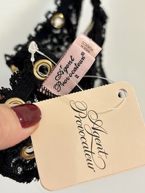 NWT Agent Provocateur STEVIE Lace Thong Black Lace 2 S Boudoir Vamp Luxury