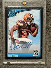 2018 Donruss Optic - Rated Rookie Nick Chubb #158 Black Velocity  /25 (AU, RC)