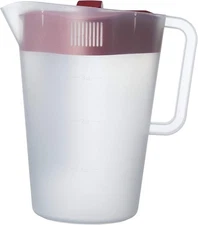 GoodCook 1 Gallon Pitcher with 4 Way Lid, Made 128 Ounces, Clear and Red 