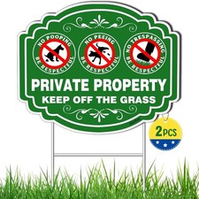 2 PC No Dog Poop Sign-14'   11'  Double Sided Yard Signs with Metal H-Stake