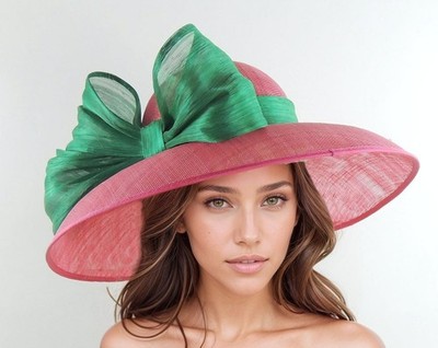 Himbeere Fuchsia Rosa Smaragd Grün Ascot Tee Party Hüte Kentucky Derby