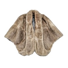 Vtg Genuine Mink Fur Stole Wrap Shawl Cape Stole W/ Pockets Satin Lined Cover