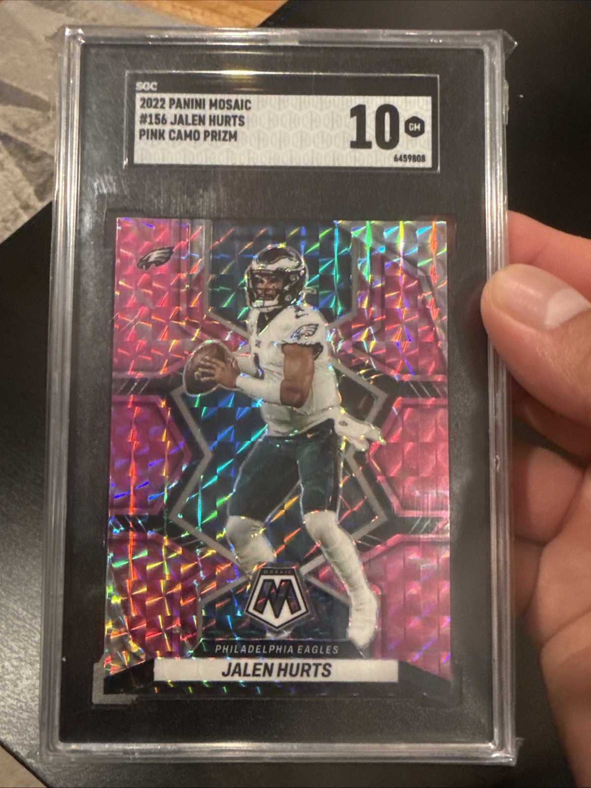 2022 Panini Mosaic Jalen Hurts #156 Camo Pink Mosaic Prizm