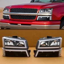 PREENEX Bumper Headlights for 03-06 Chevy Silverado 1500 2500 w LED DRL Black