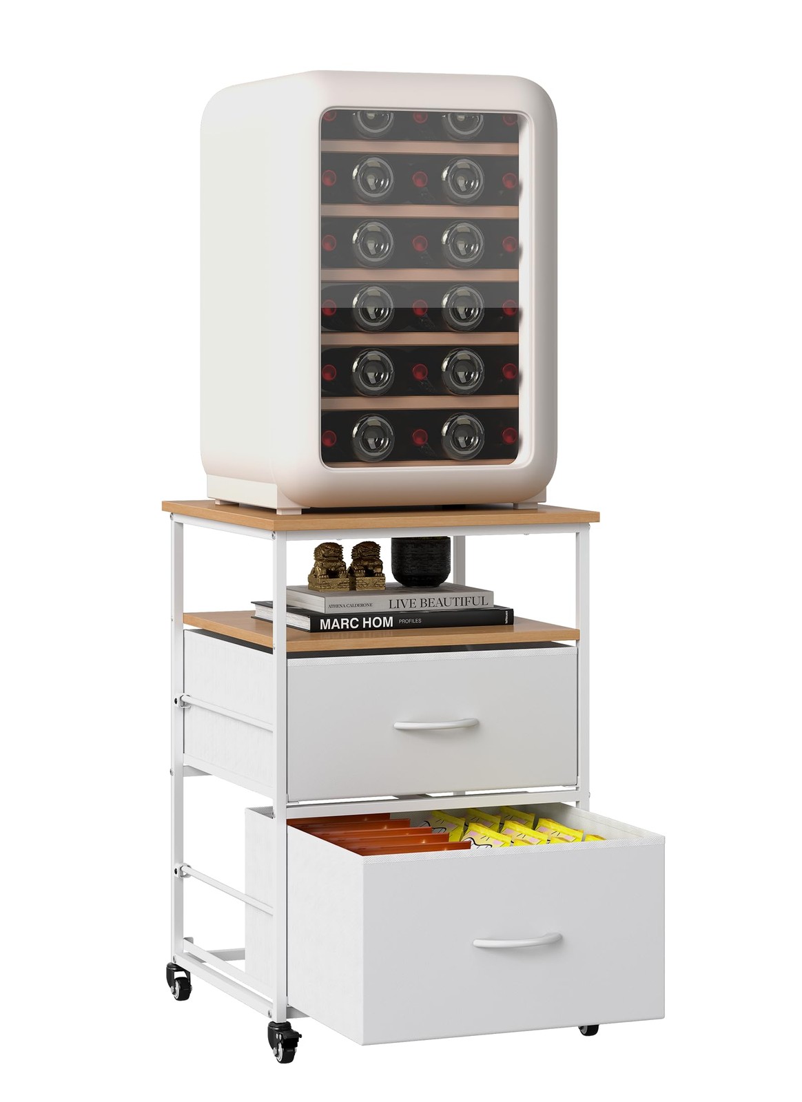 Mini étagère de réfrigérateur portable à roulettes pour maximiser l'espace de rangement étroit