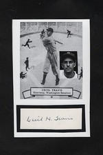 1933/47 CECIL TRAVIS SENATORS 4X6 AUTOGRAHED CUT W/PHOTO d.2006