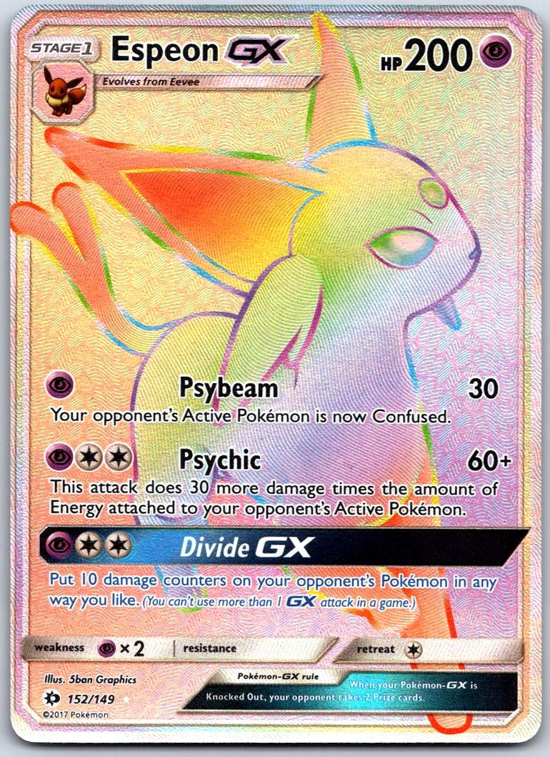 Espeon GX (Secret) Holo Secret Rare SM Base Set 152/149 NM