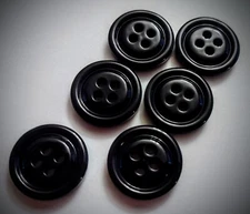 7/8" 4-Hole Black Heavy Craft/Clothing Buttons