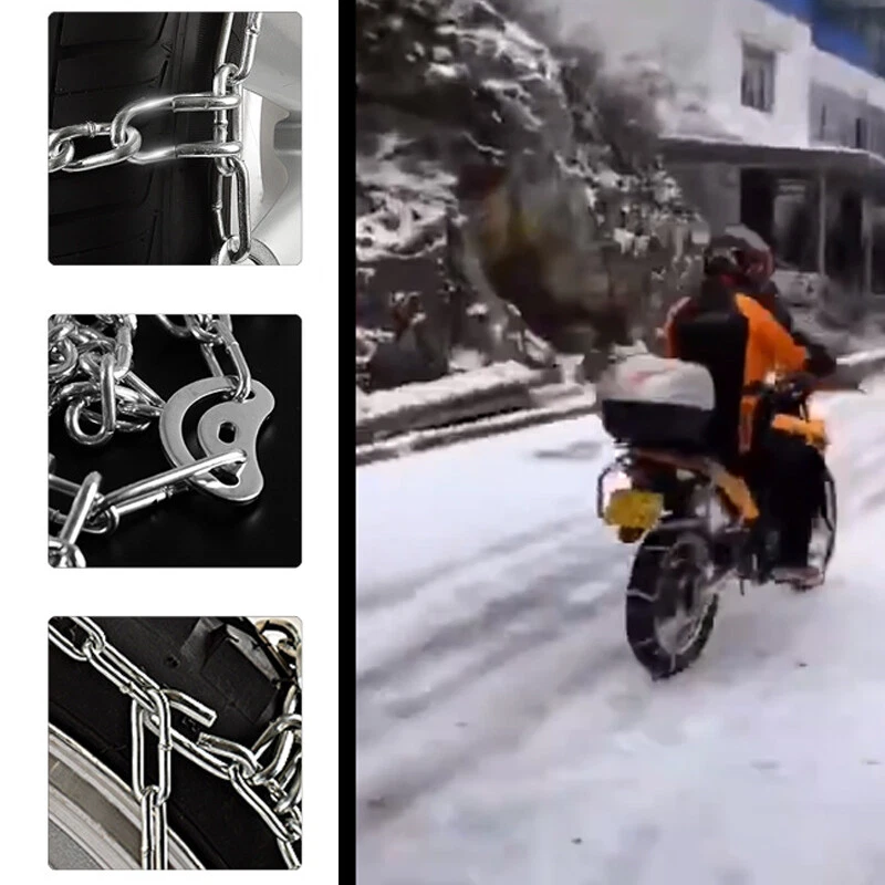 Cadena de neumático de nieve para motocicleta ATV para 300-18 antideslizante invierno conducción acero de aleación Foto 4 de 4
