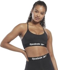 Image of Reebok Gym Bra Workout Ready Sports Bra Large Black Exercise Padded *NEW*