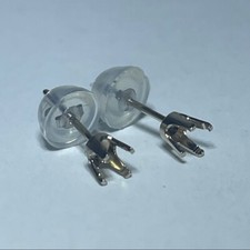 3mm Stud Earring Findings with backs 14kt White Gold 1 pair pre-notched