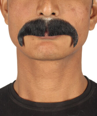 Men's Horseshoe Style Moustache Set | Black Cosplay Facial Hair M-1157
