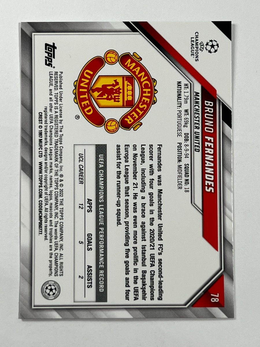 2022 Topps UEFA UCL Bruno Fernandes #78 Sparkle Foil SP Manchester