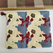 Rachel Pally Reversible Clutch Bag Floral Bloom Cream Blue Handbag 12"x10"