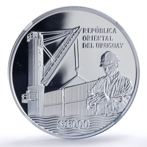 Uruguay 1000 pesos National Ports Administration ANP PF70 NGC silver coin 2016 - Picture 3 of 4
