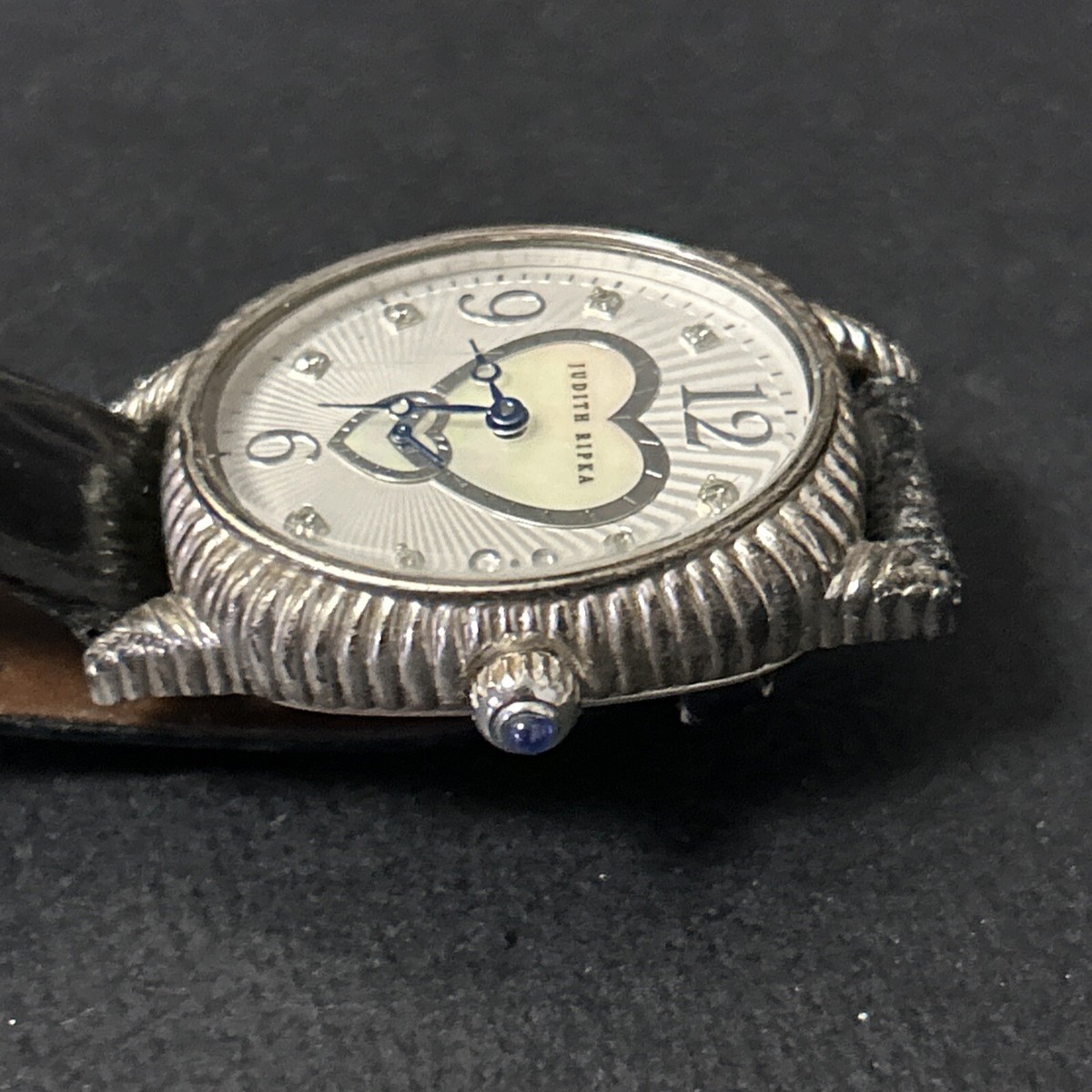 JUDITH RIPKA STERLING CASE MOP DOUBLE HEART WATCH JUDITH RIPKA 925 STERLING SILVER WATCH MOP DIAMOND DIAL  main image 2