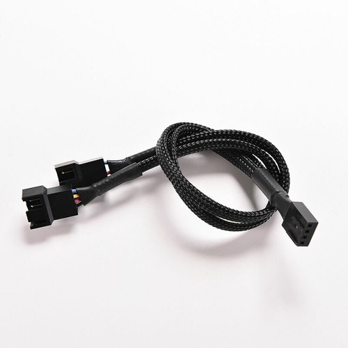 4-Pin PWM to Dual PWM Sleeved Computer Case Fan Power Y-Splitter Adapter Cable - Picture 3 of 5