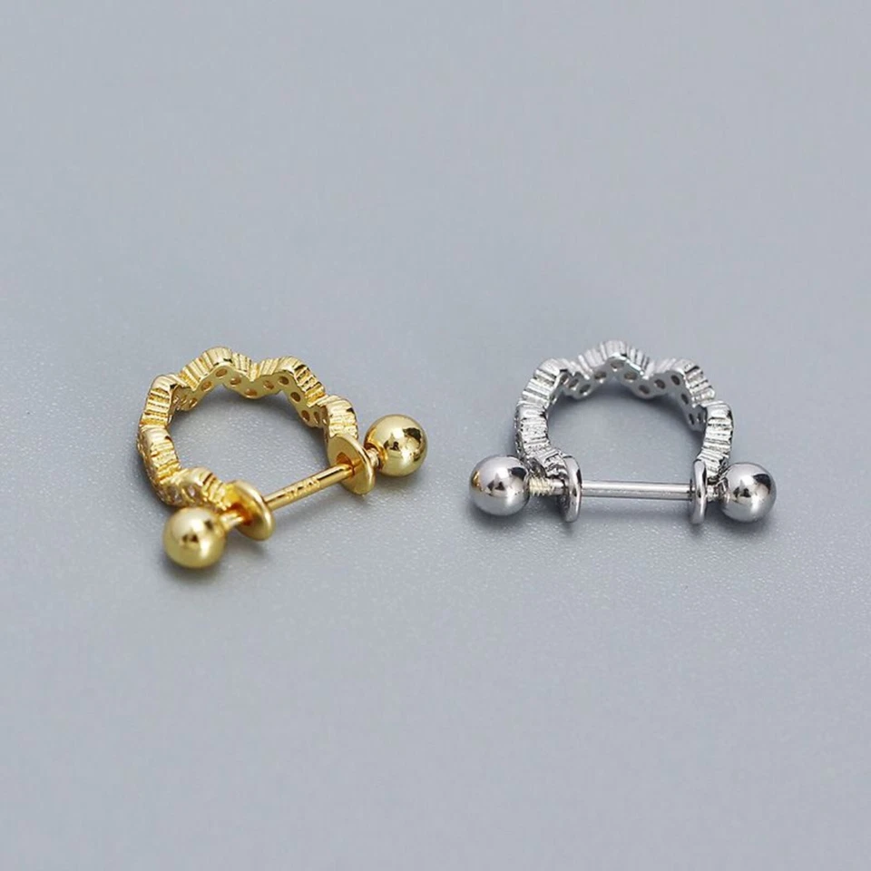 Aro irregular de plata de ley 925 con círculo ondulado, piercings en el pezón barra para mujer Foto 4 de 4