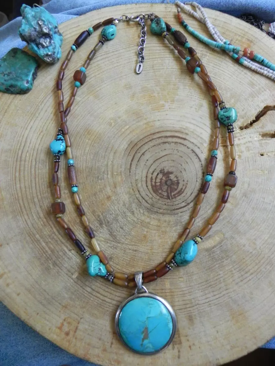 Barse turquoise long necklace sale