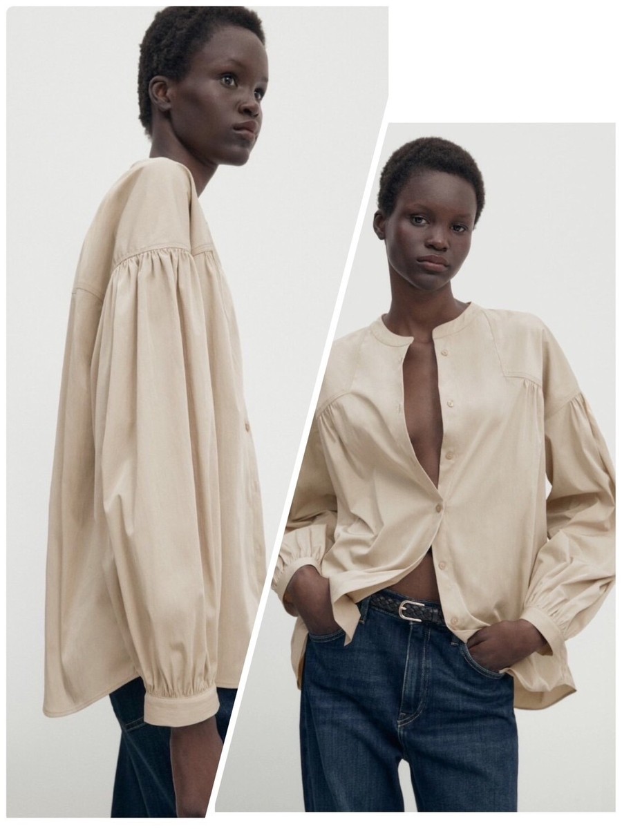 Massimo Dutti shirt top blouse beige XS S 2 4 6 CAMPAIGN