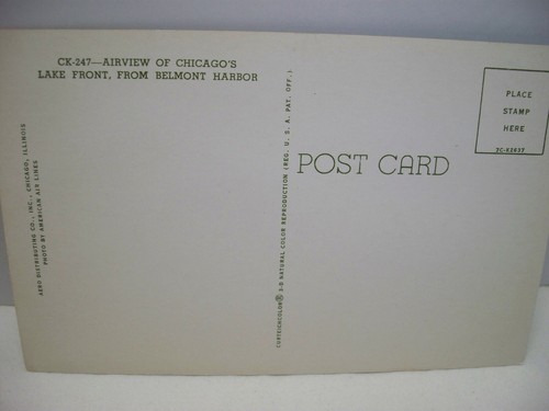 Vintage Postcard Airview Belmont Harbor Lakefront Chicago Illinois Unposted - Picture 2 of 2
