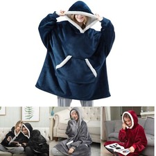 Wearable Soft Sweatshirt Hoodie Sherpa Fleece Blanket Comfy Pullover with Pocket