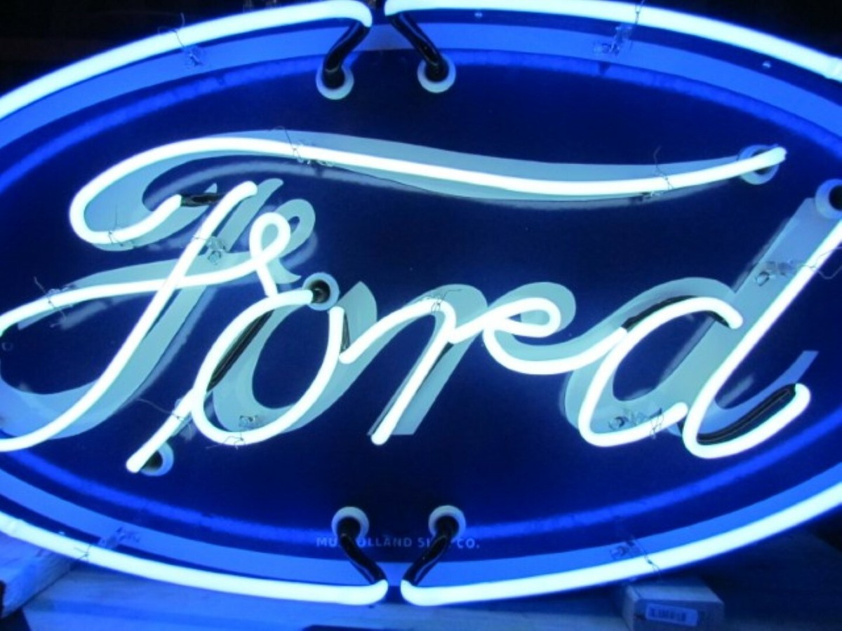 ネオンサイン　Ford ② ガレージ　アメ車 New Double-Sided Ford Oval Porcelain Neon Sign 48