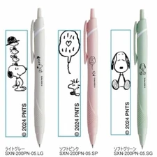 Snoopy Uni Jetstream Pens 0.5mm Black Ink Pastal Color Peanuts Soft Pink Green