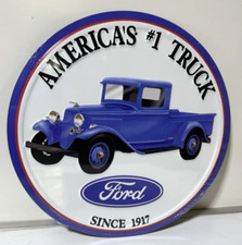 Ford #1 Trucks Round 1917 FULLY EMBOSSED Sign wall decor 11.75" inch Made in USA