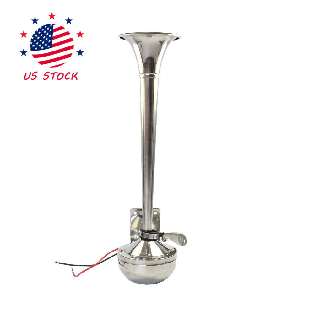 390mm STAINLESS STEEL SINGLE TRUMPET ELECTRIC HORN MARINE TRUCK CAR BOAT 12V eBay