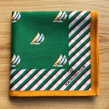 HANDKERCHIEF JAPAN VINTAGE SAILBOAT LINE MEN'S POCKET SQUARE COTTON 18" A-0211